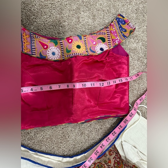 Pink white garba navratri festive traditional chaniya lehenga ghagra choli - Picture 9 of 12